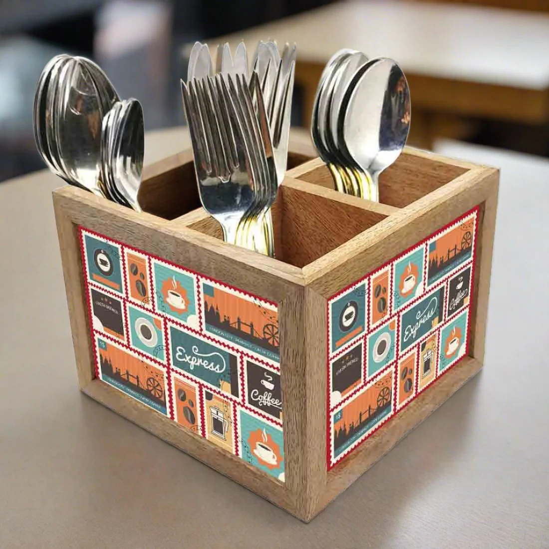 Wooden Kitchen Spoon Holder Cutlery Stand - Express coffee