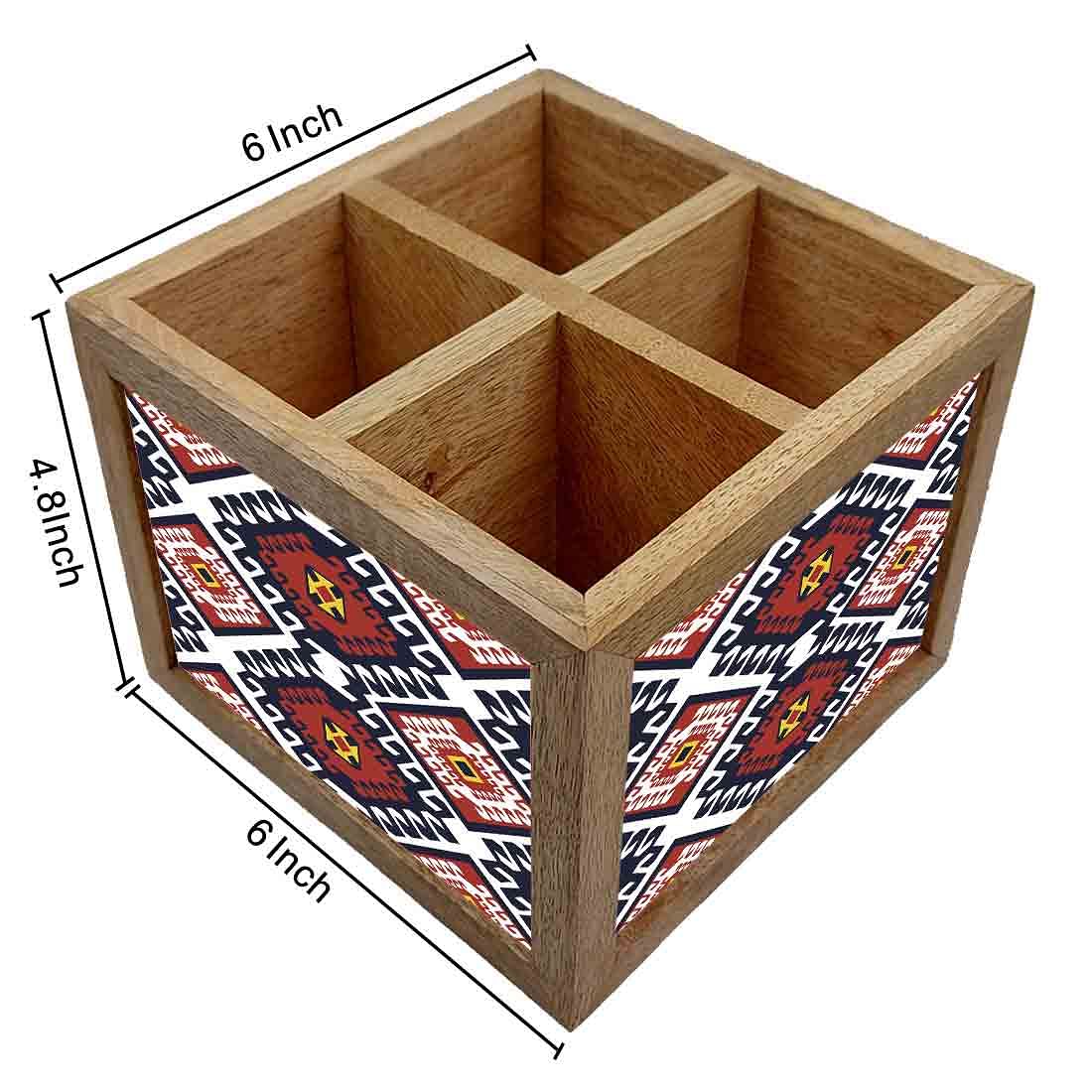 Natural Wooden Cutlery Holder - Diamond Pattern - Image 4
