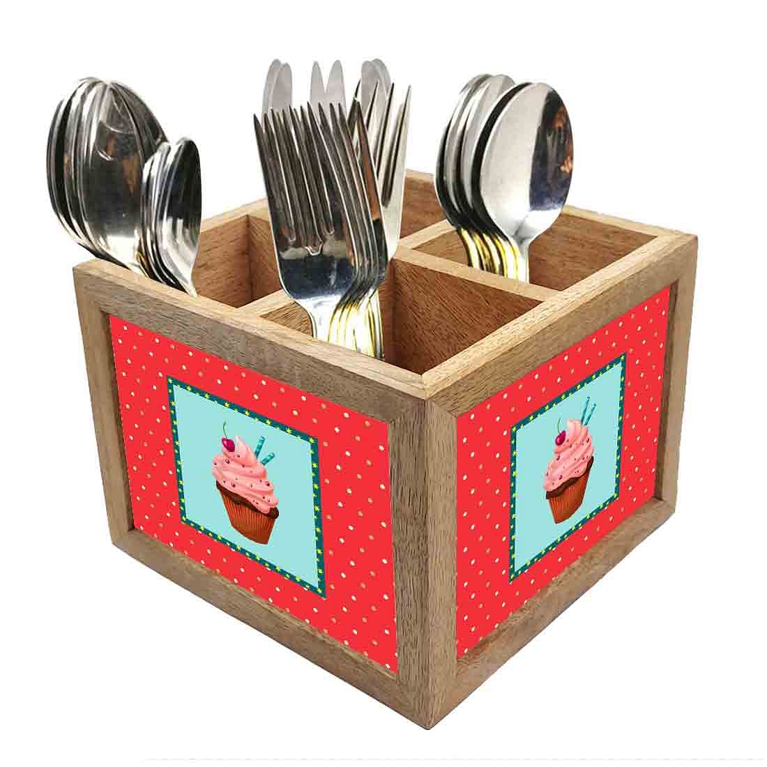 Natural Wooden Cutlery Holder - Ice cream
