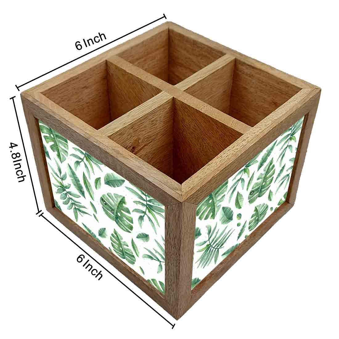 Cutlery Holder Stand Silverware Caddy Organizer for Kitchen - Happy Leaves - Image 4