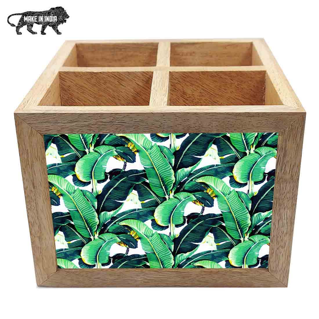 Wooden Cutlery and Napkin Holder for Kitchen Organizer - Banana Leaves - Image 5