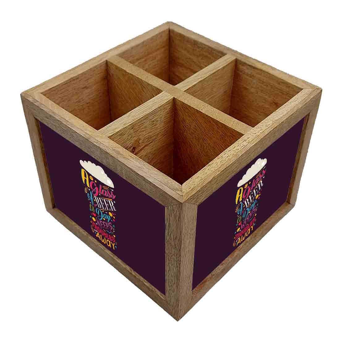 Wooden Utensil Organizer for Kitchen Spoons & Knives - A Glass of Beer - Image 2