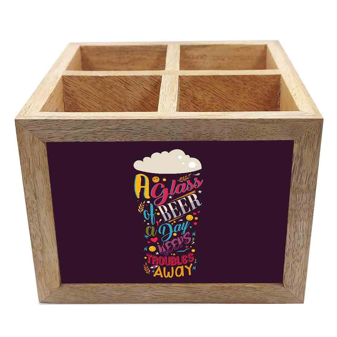 Wooden Utensil Organizer for Kitchen Spoons & Knives - A Glass of Beer - Image 3