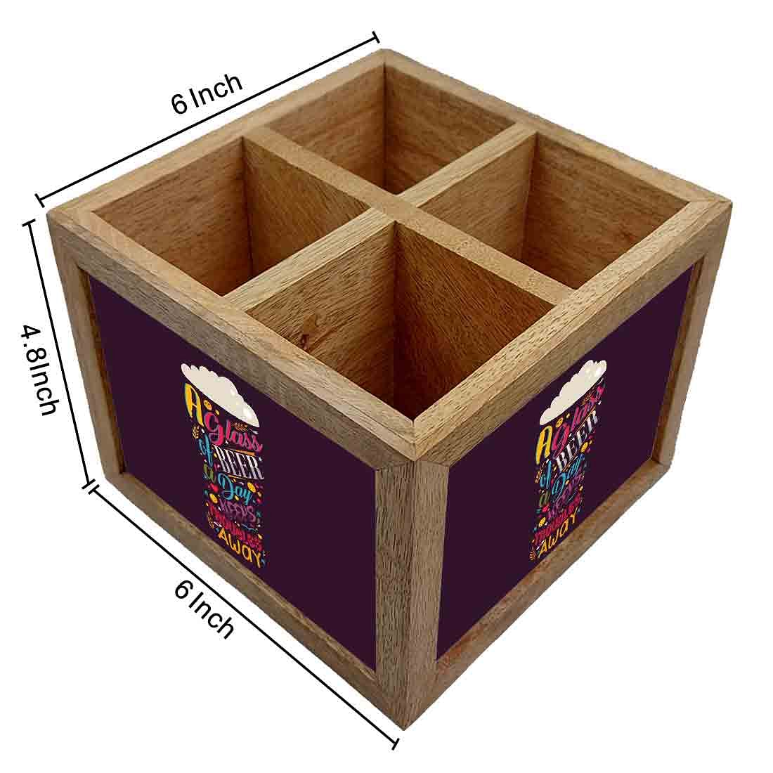 Wooden Utensil Organizer for Kitchen Spoons & Knives - A Glass of Beer - Image 4