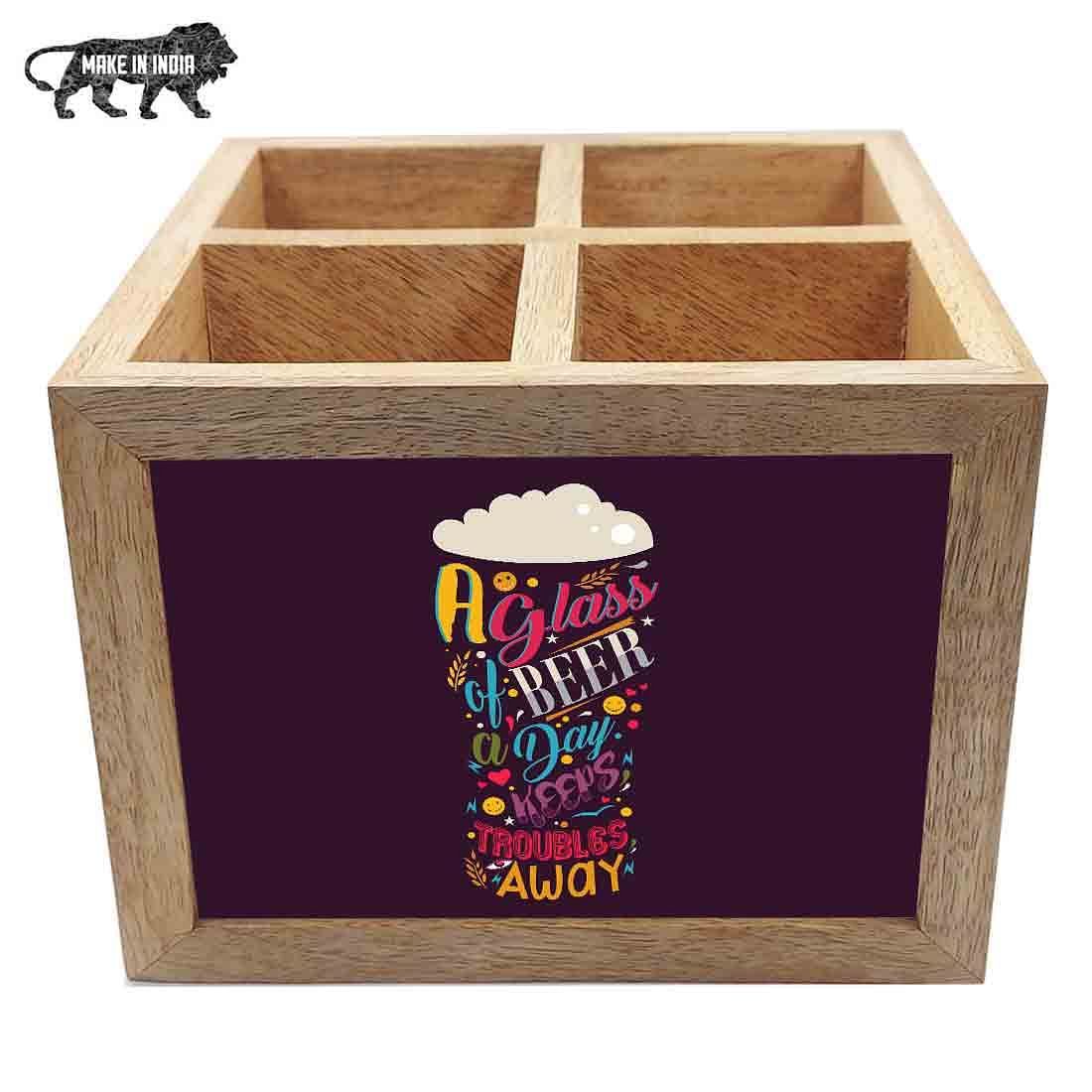 Wooden Utensil Organizer for Kitchen Spoons & Knives - A Glass of Beer - Image 5