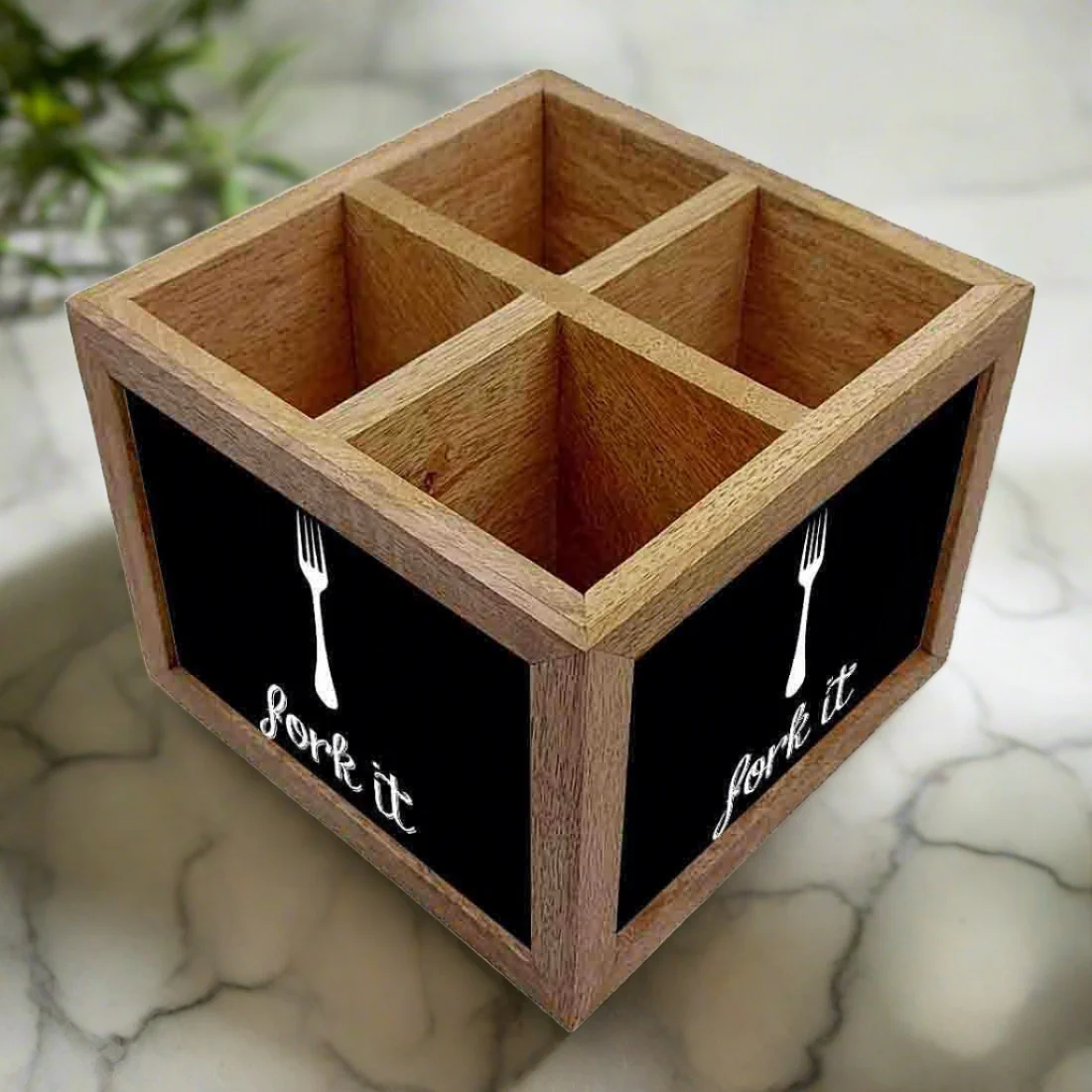 Wooden Spoon Stand for Dining Table Cutlery Holder - Fork It - Image 2