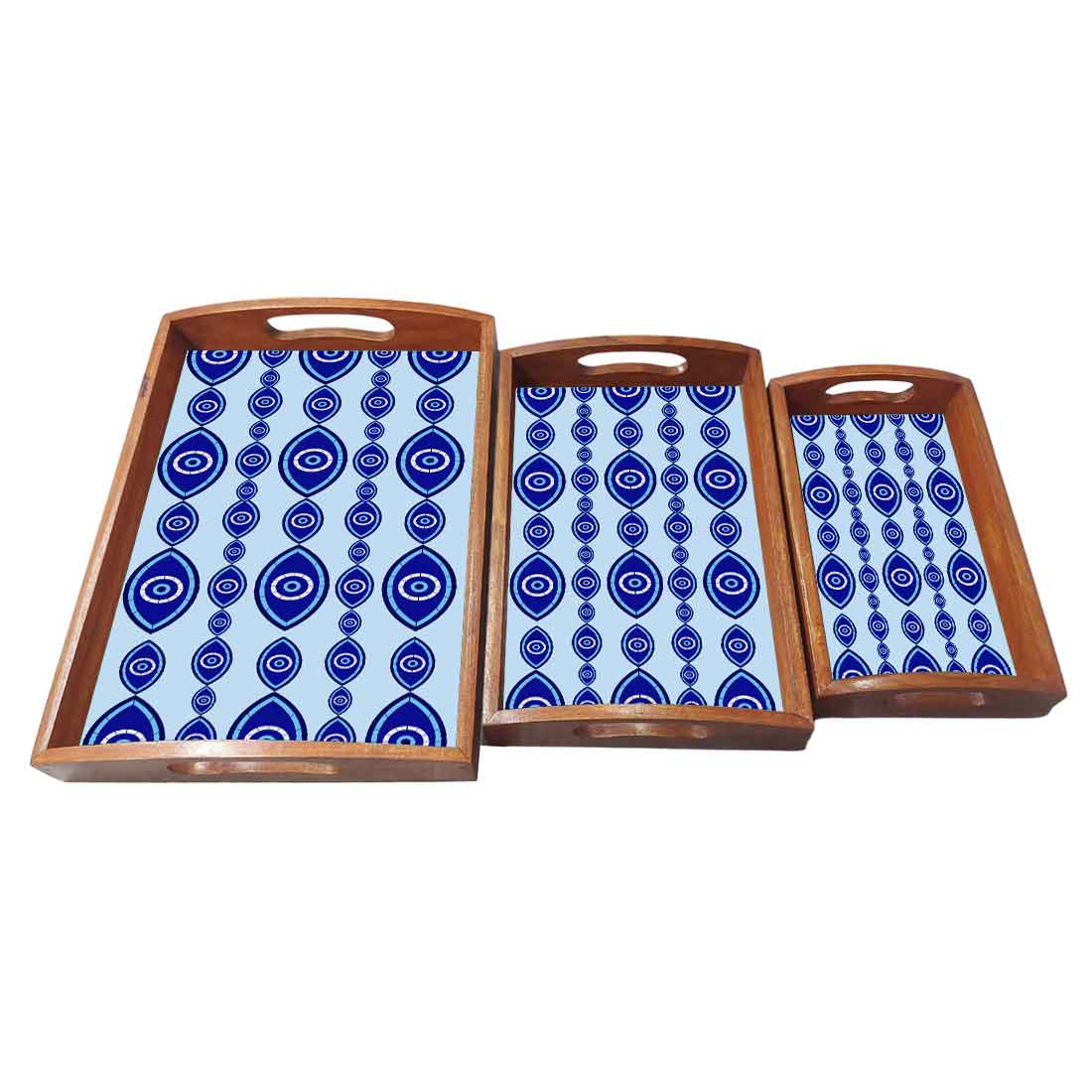 Serving Tray Set of 3 With Handle Designer Trays Evil Eye - Image 4