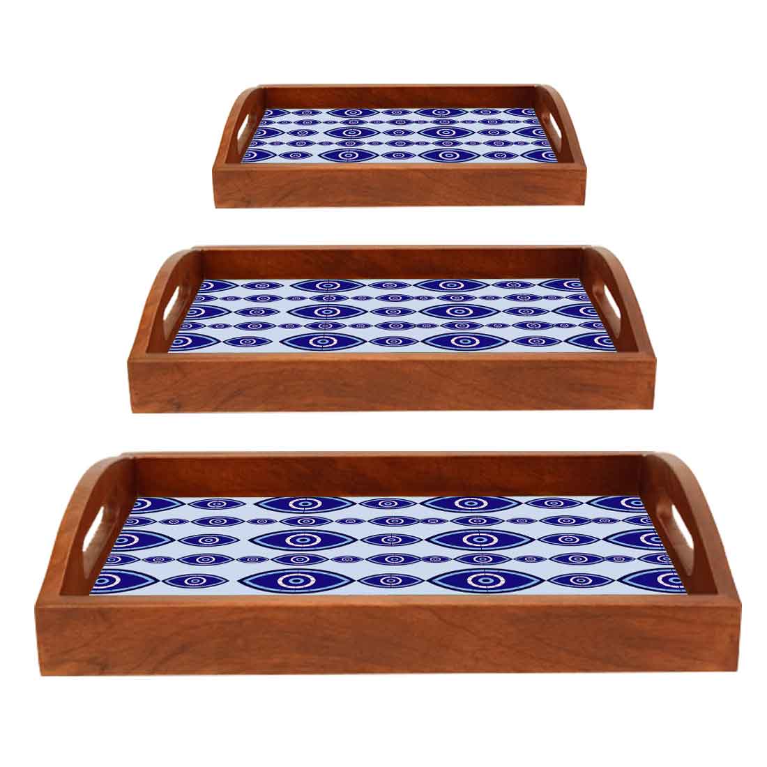 Serving Tray Set of 3 With Handle Designer Trays Evil Eye - Image 6