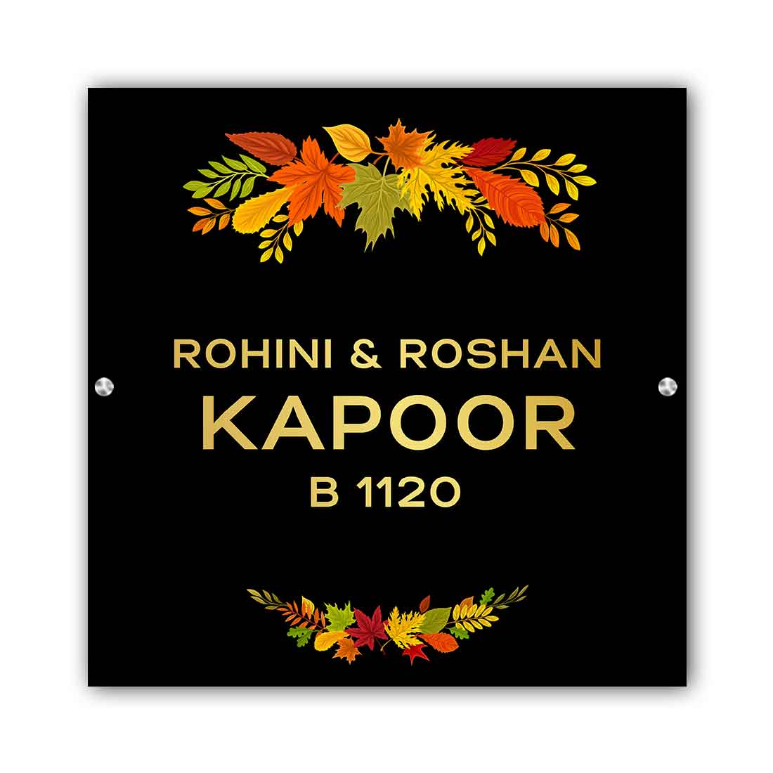 Acrylic Name Board with Golden 3D Fonts - Square Nameplates for Home - Image 2