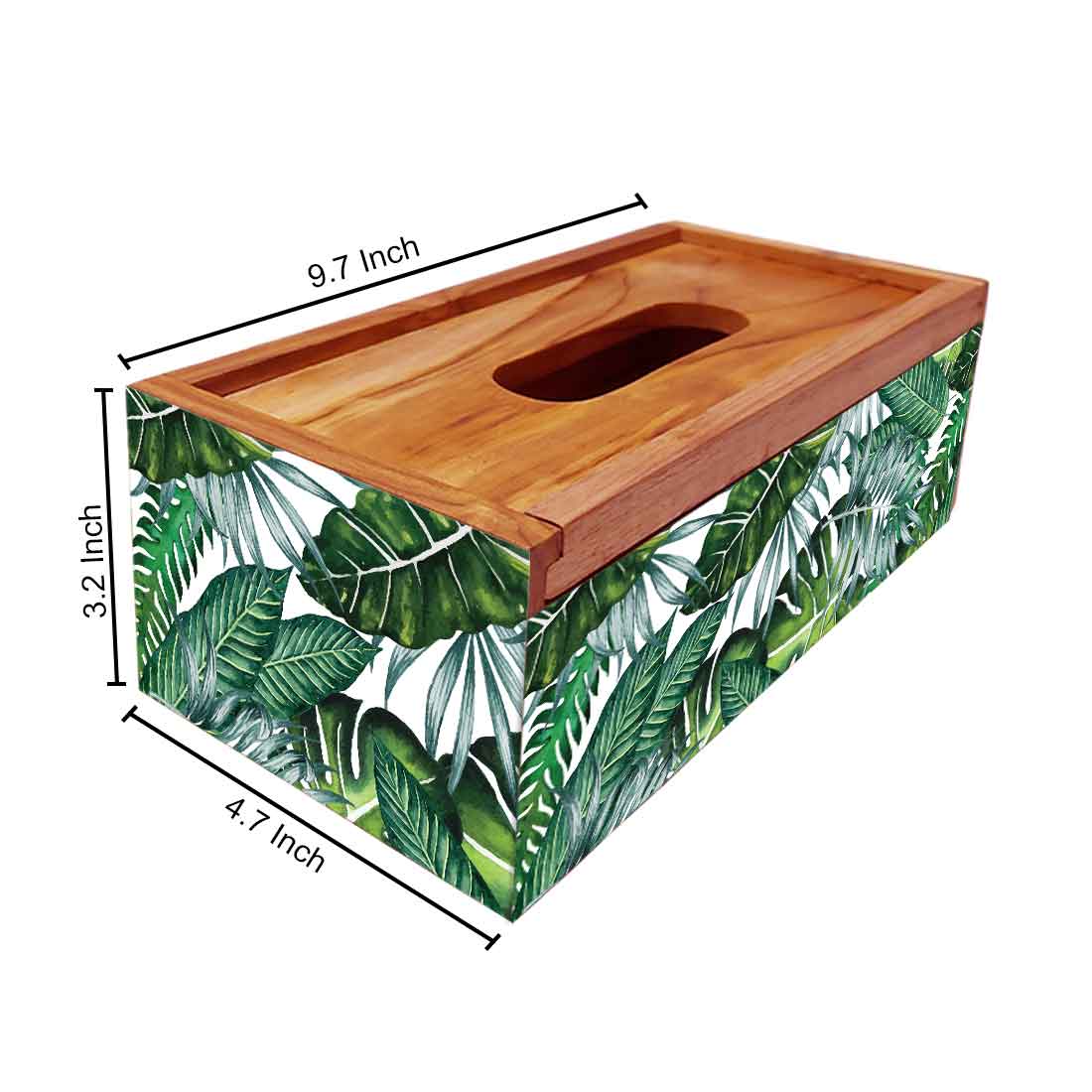 Rectangular Wooden Tissue Box Holder for Car - Leaves - Image 5