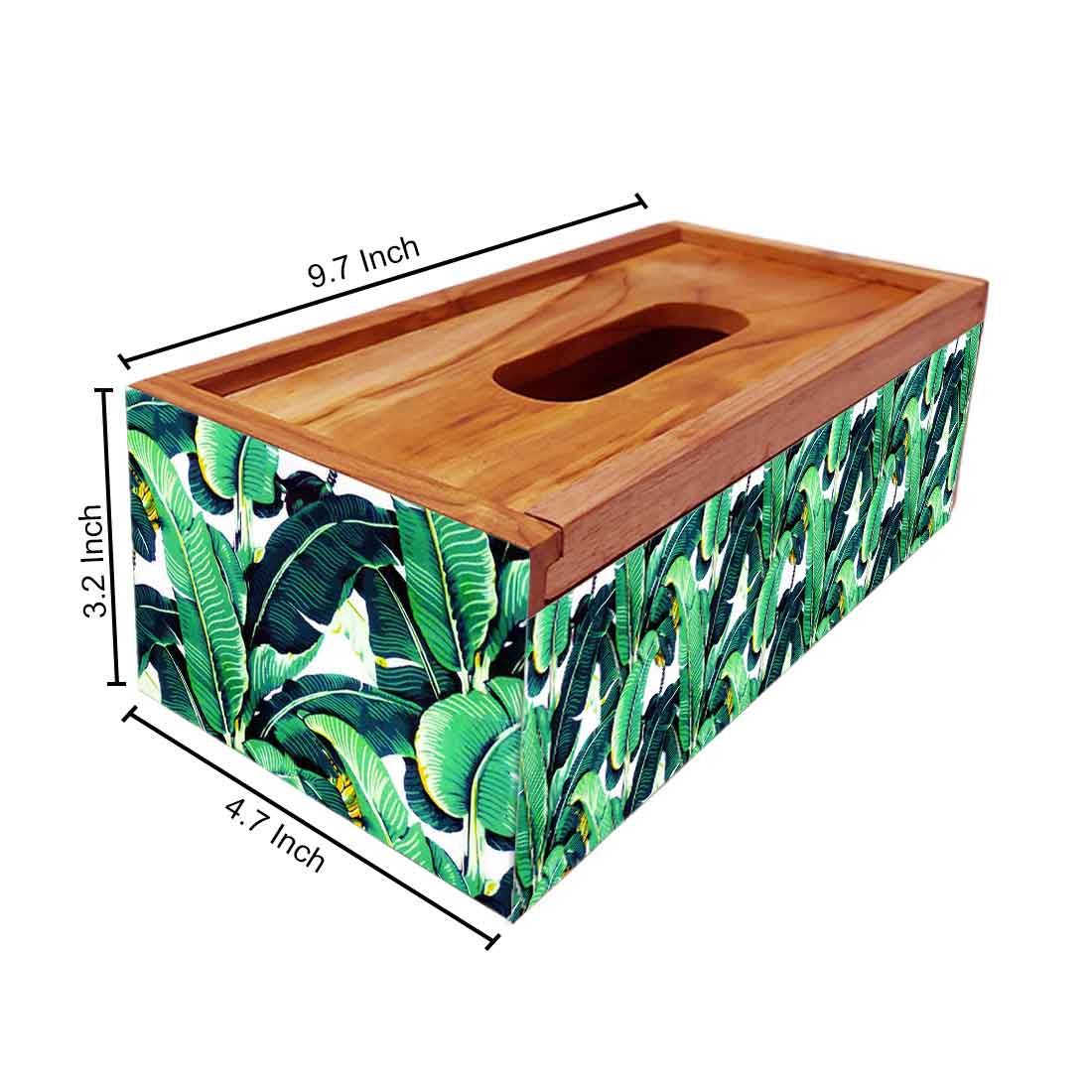Wooden Rectangular Tissue Holder for Dining Table Kitchen - Banana Leaf - Image 5