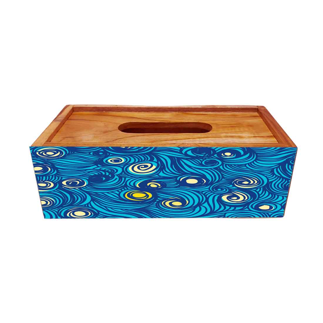 Wooden Rectangular Tissue Cover Box for Bathroom - Peacock Feather - Image 3