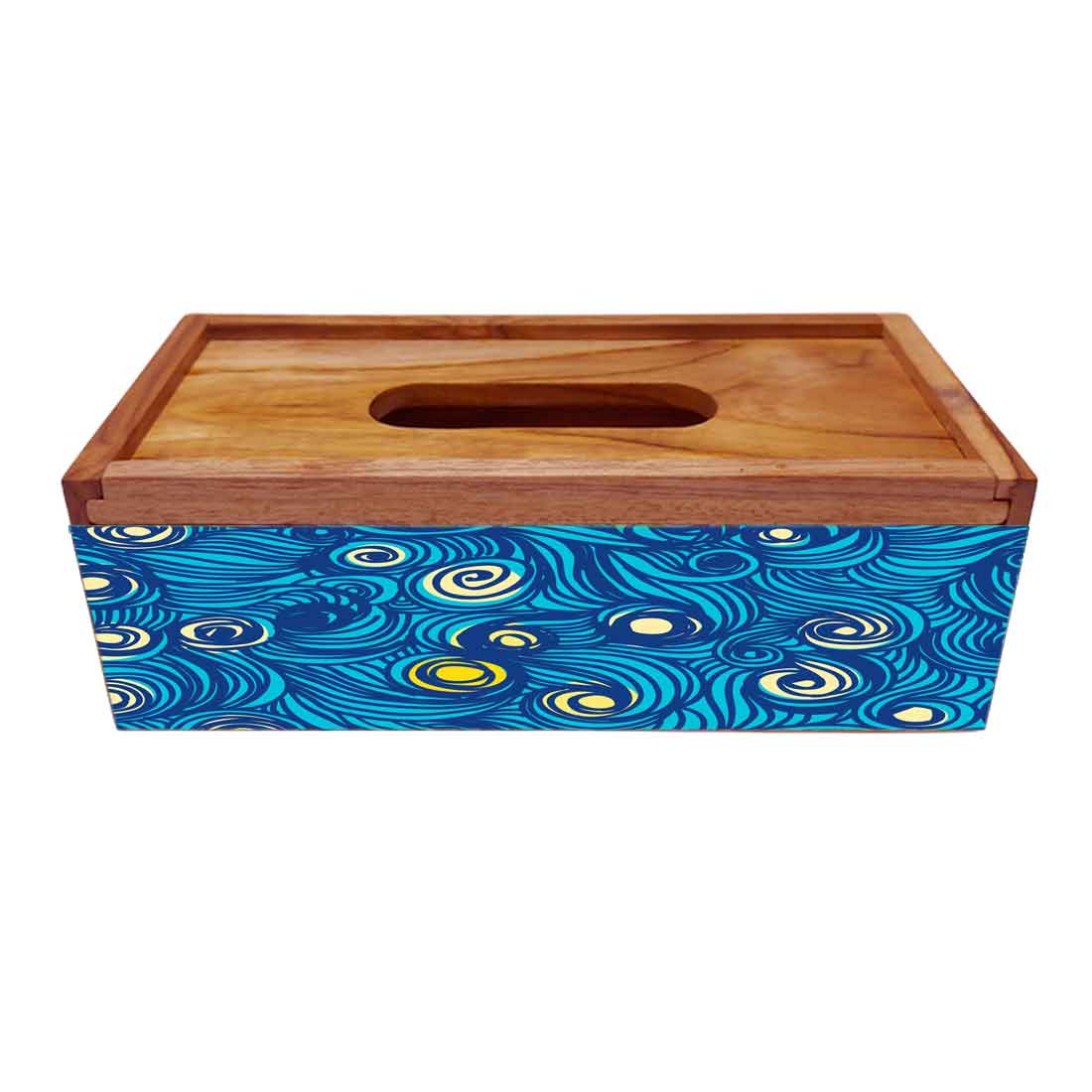 Wooden Rectangular Tissue Cover Box for Bathroom - Peacock Feather - Image 4