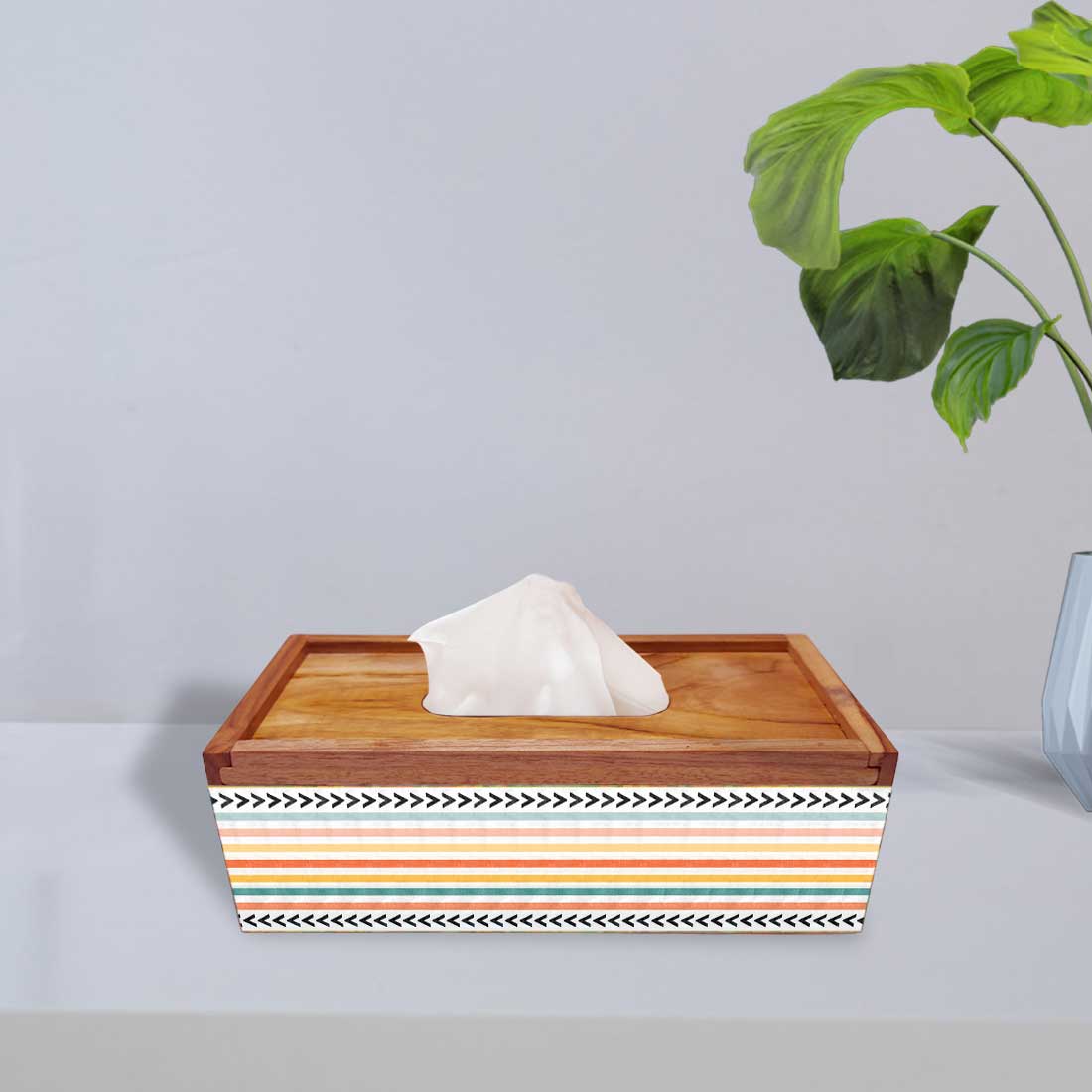 Rectangular Wooden Tissue Paper Holder for Table Kitchen - Image 2