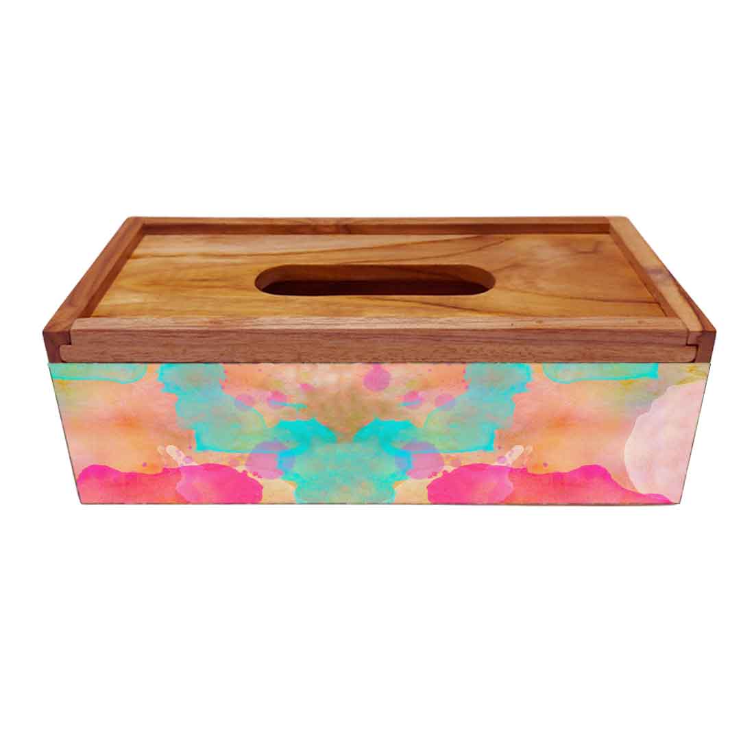 Wooden Tissue Dispenser Box for Home Office Car - Watercolor - Image 4
