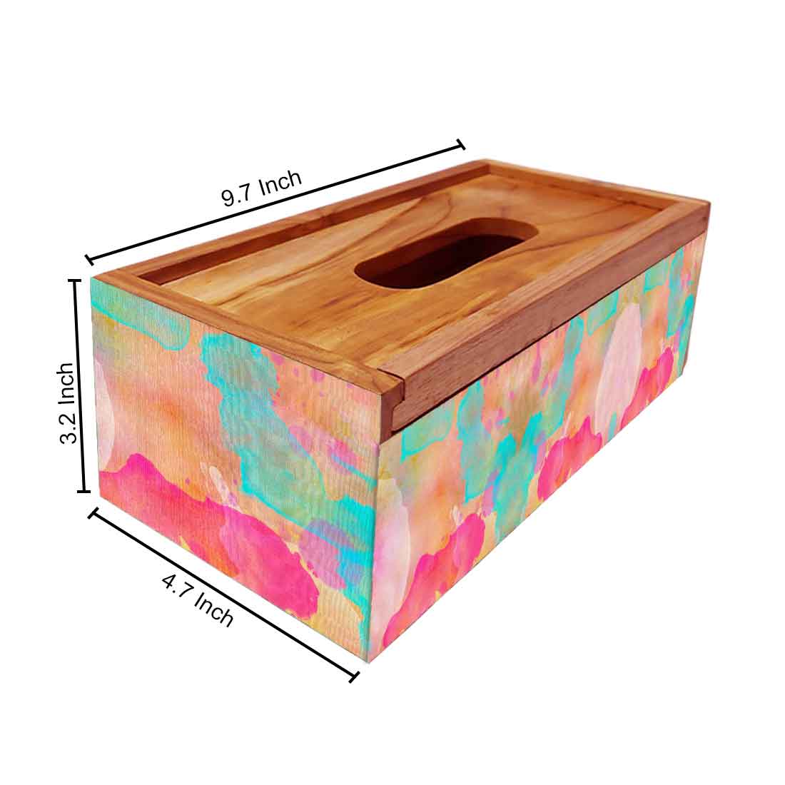 Wooden Tissue Dispenser Box for Home Office Car - Watercolor - Image 5