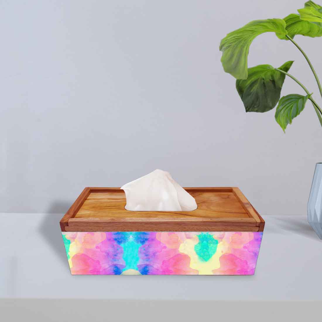 Wooden Designer Tissue Paper Holder for Bathroom - Watercolor - Image 2