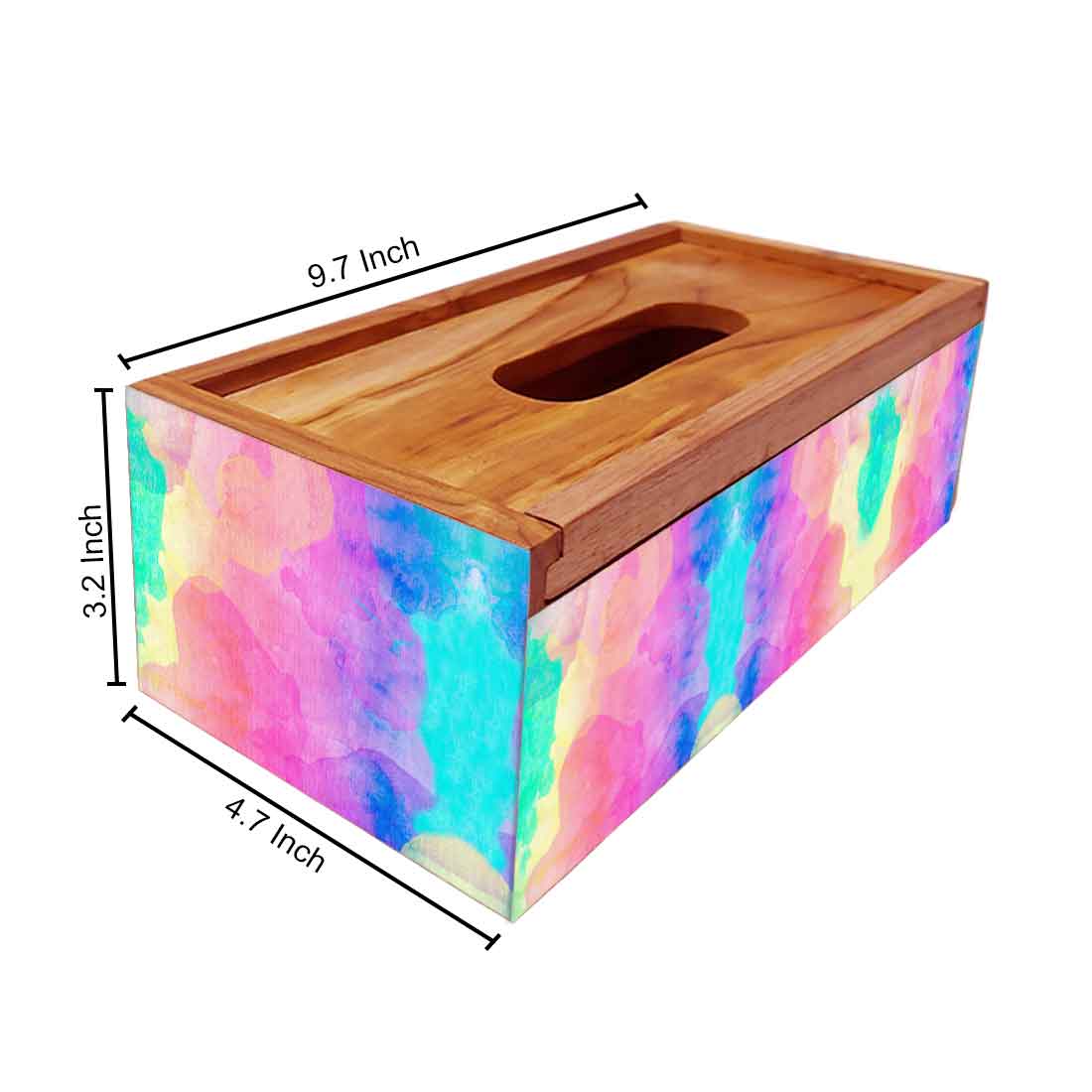 Wooden Designer Tissue Paper Holder for Bathroom - Watercolor - Image 5