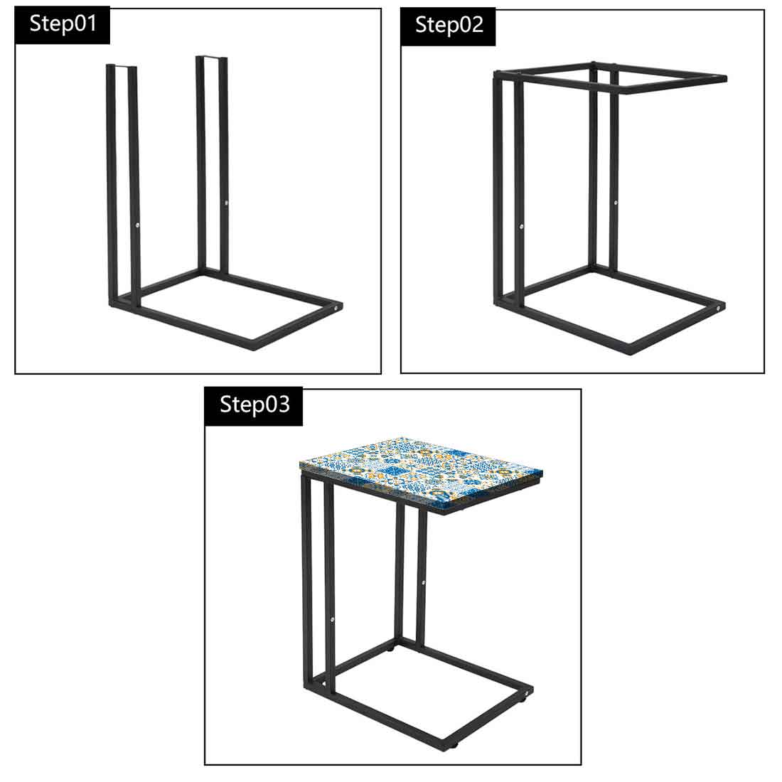 Modern Designer C Shaped Bedside Table for Sofa - Spanish - Image 5