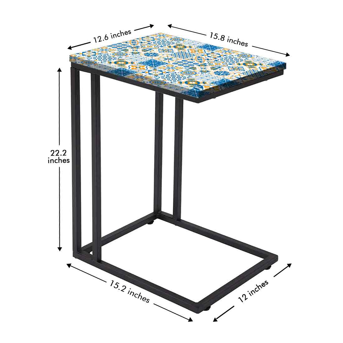 Modern Designer C Shaped Bedside Table for Sofa - Spanish - Image 7
