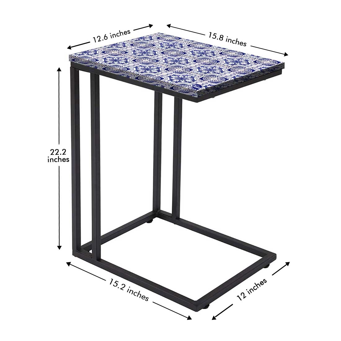 Designer C Shaped Bedside Table for Bedroom Study Desk - Spanish - Image 7