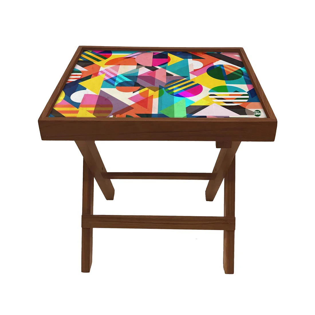 Folding Side Table - Teak Wood -Retro Art Design - Image 2