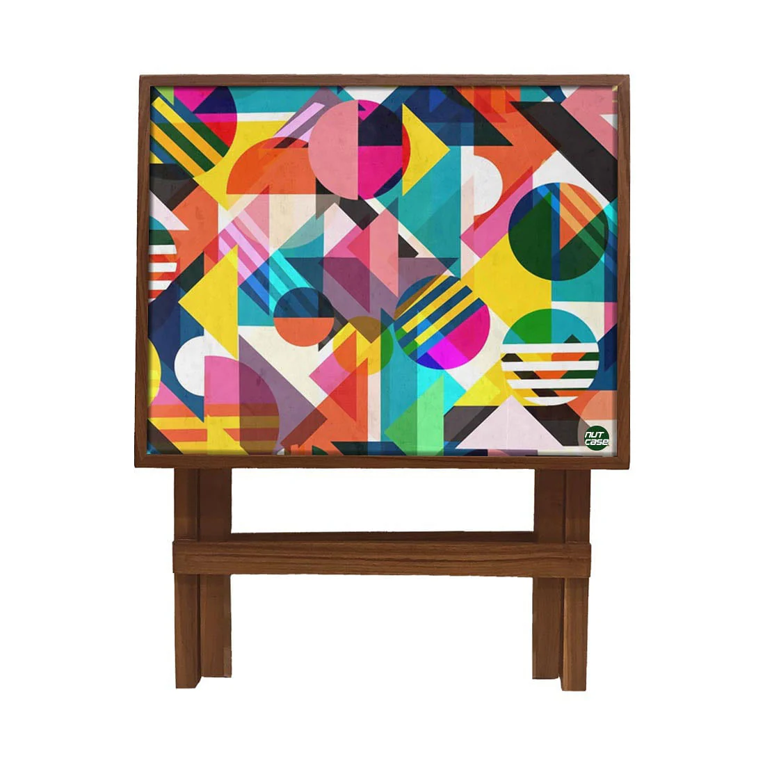 Folding Side Table - Teak Wood -Retro Art Design - Image 4