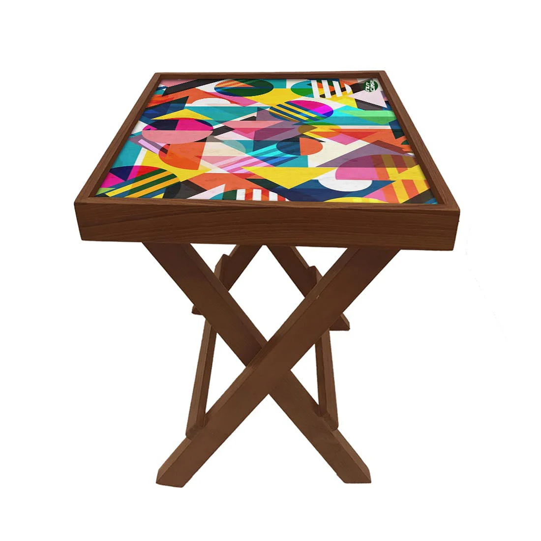 Folding Side Table - Teak Wood -Retro Art Design - Image 5