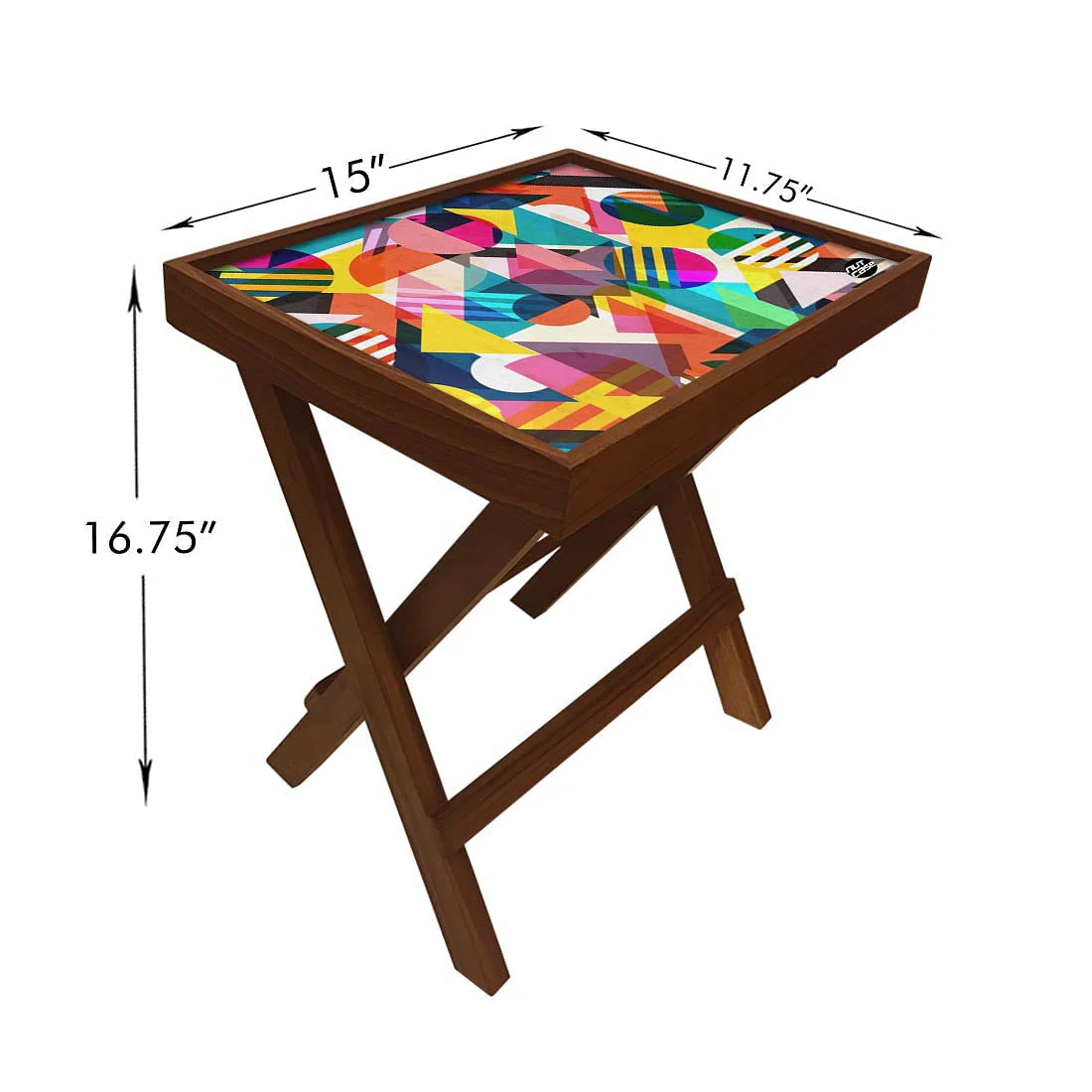 Folding Side Table - Teak Wood -Retro Art Design - Image 6