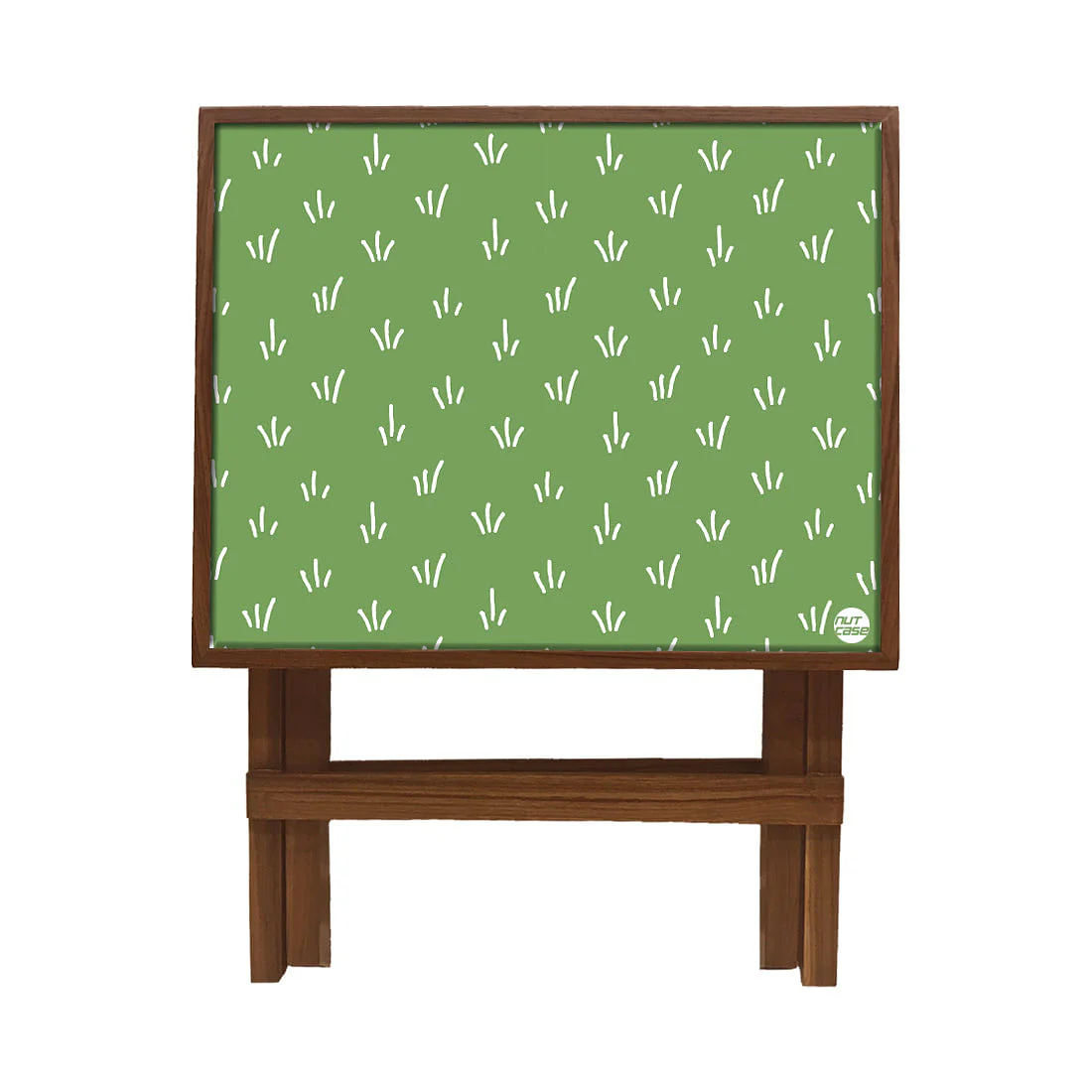 Nutcase Folding Square Side Table - Teak Wood -Green Pattern - Image 3