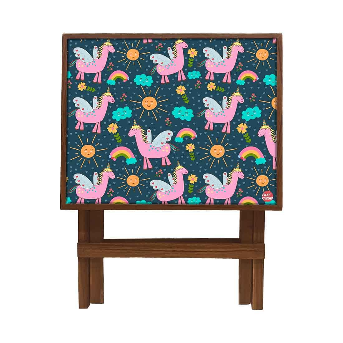 Folding Side Table - Teak Wood -Unicorn And Sun - Image 3