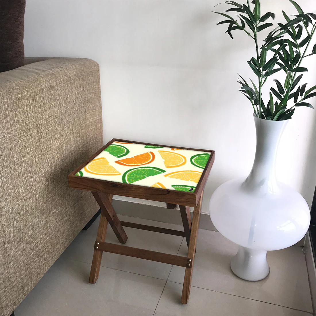Folding Side Table - Teak Wood -Leamon - Image 4