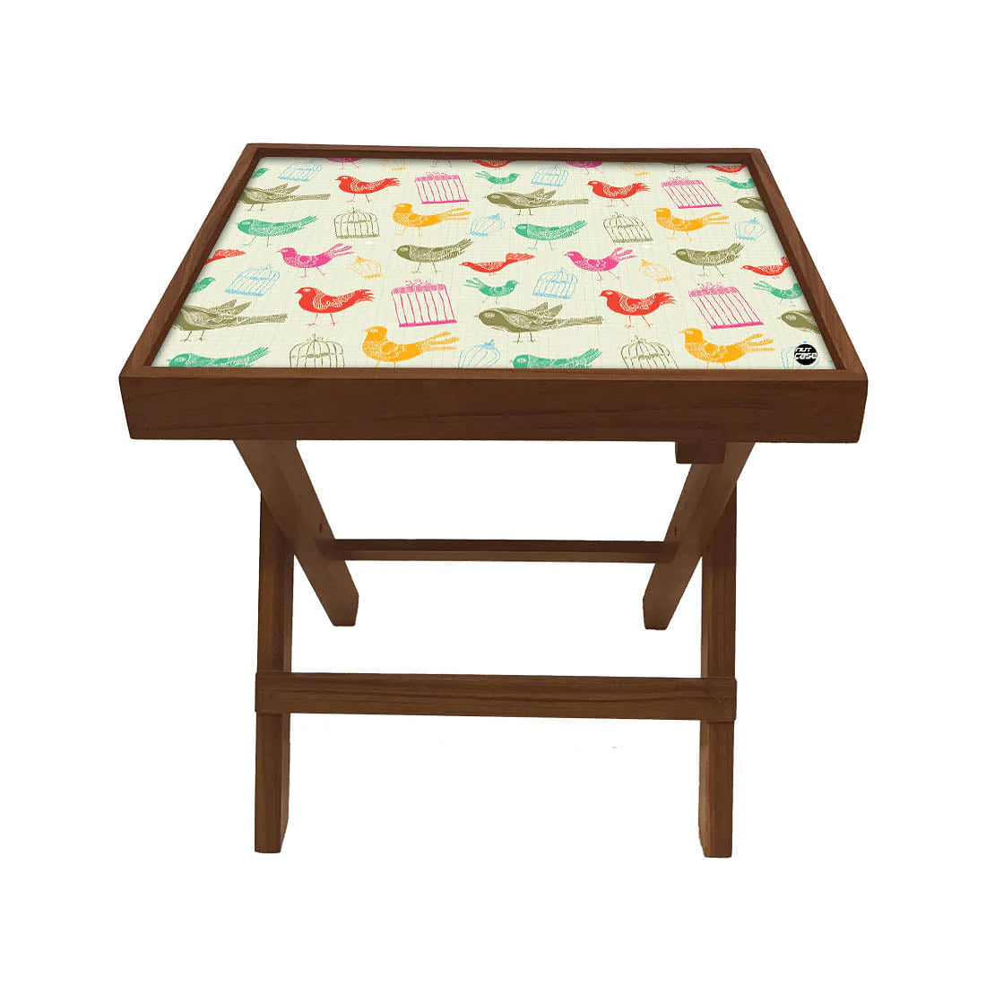 Folding Side Table - Teak Wood -Vintage Bird - Image 2