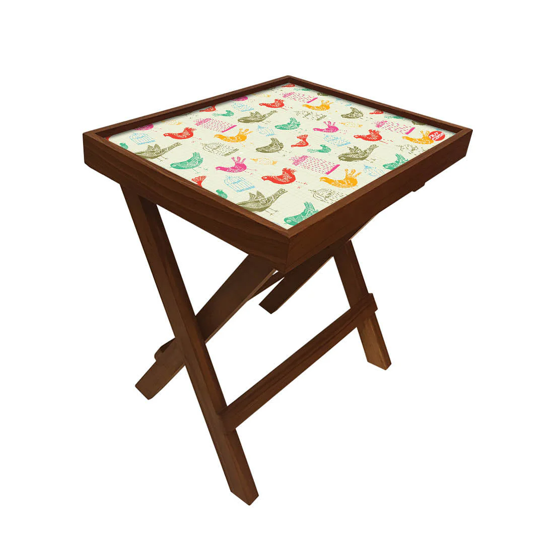 Folding Side Table - Teak Wood -Vintage Bird - Image 3