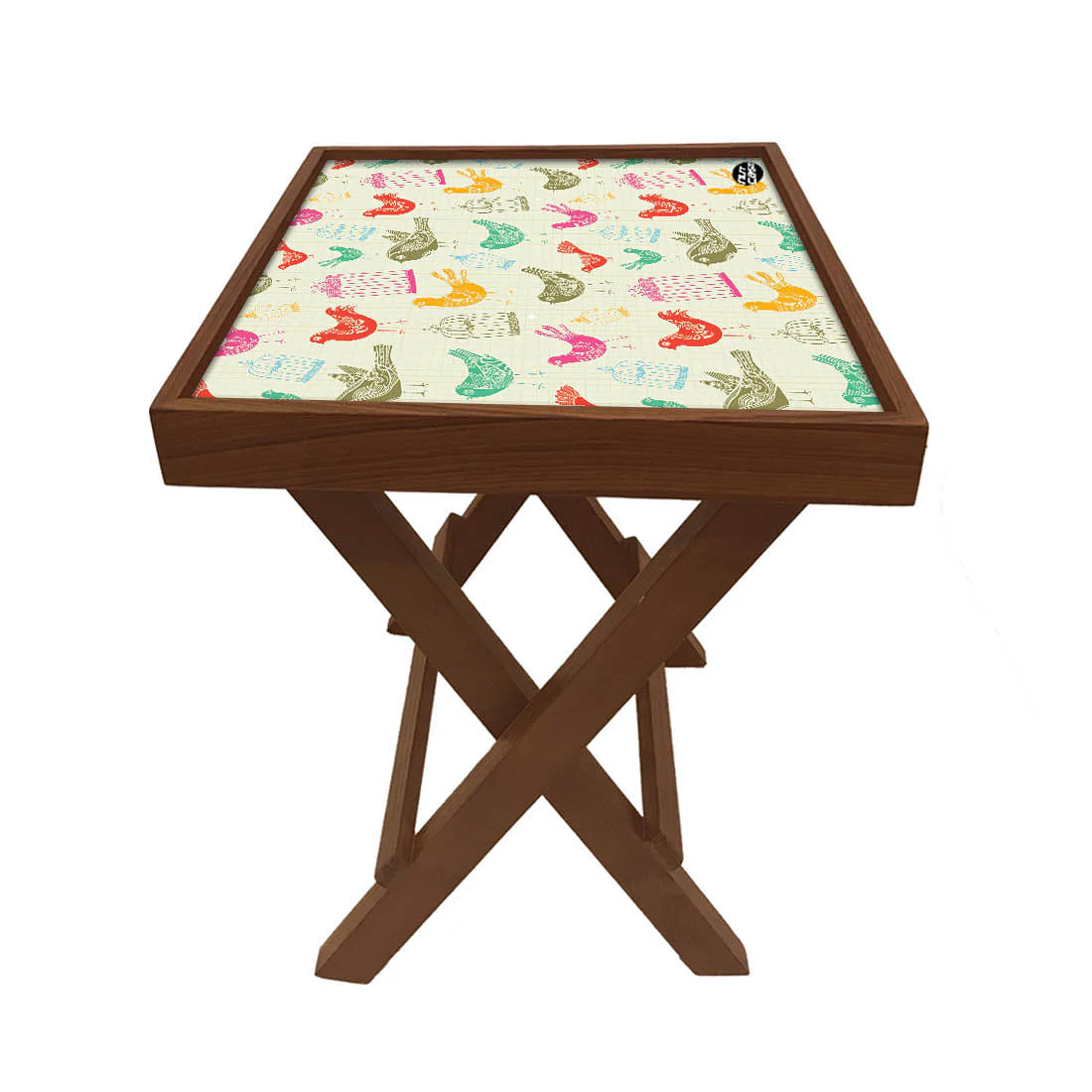Folding Side Table - Teak Wood -Vintage Bird - Image 5