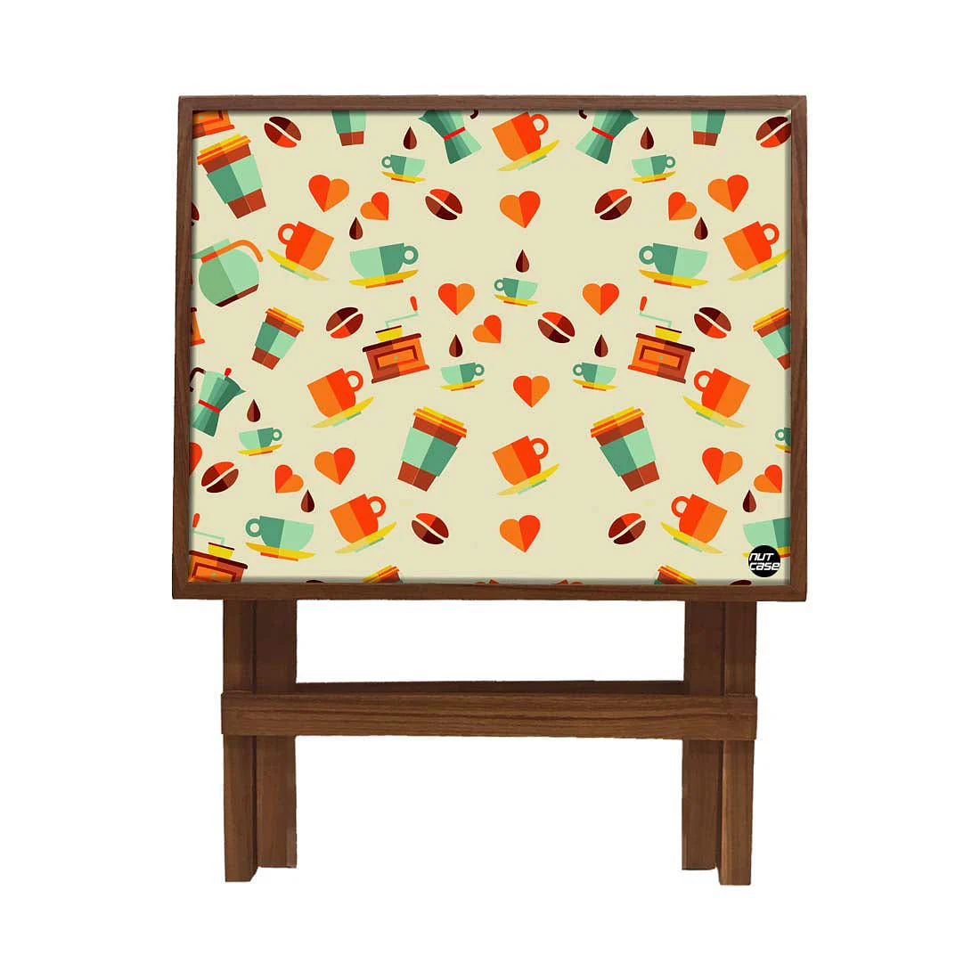 Folding Side Table - Teak Wood - Coffee Cup - Image 4