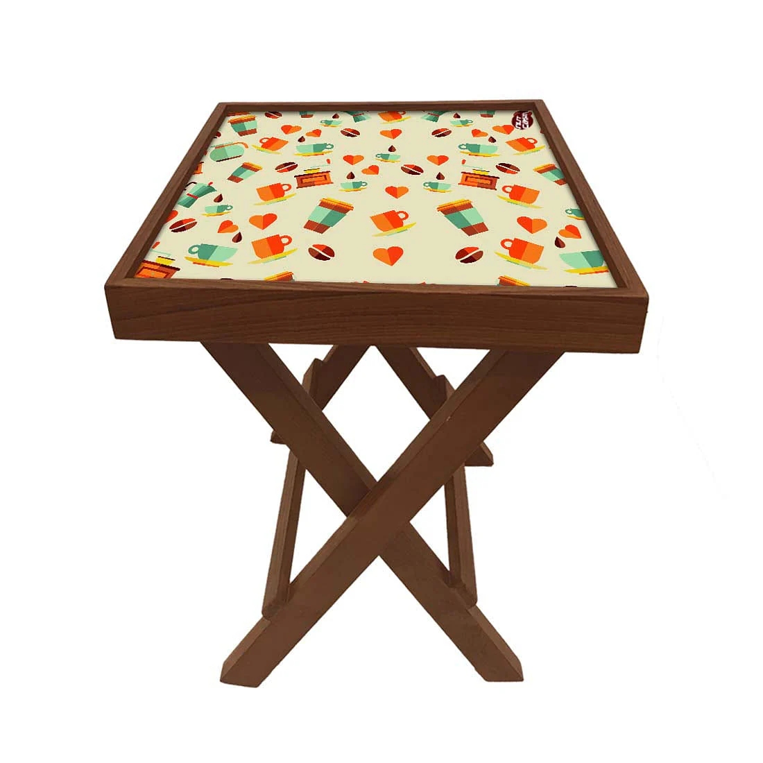 Folding Side Table - Teak Wood - Coffee Cup - Image 5