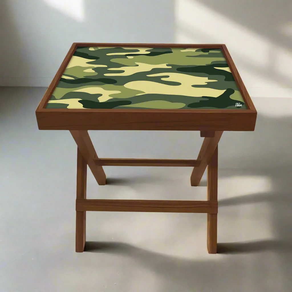 Folding Side Table - Teak Wood - Army