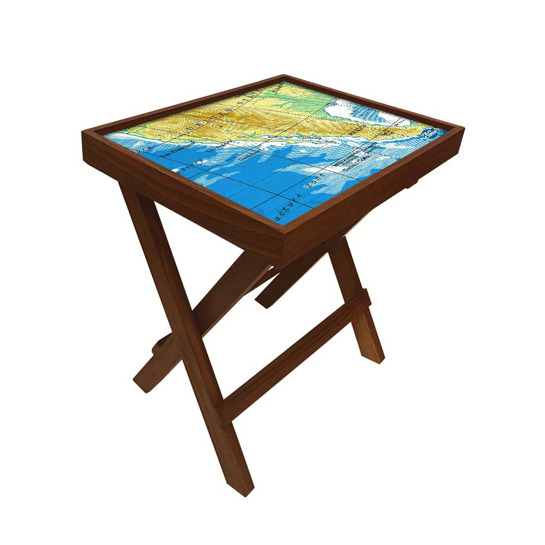 Folding Side Table - Teak Wood - Map - Image 3