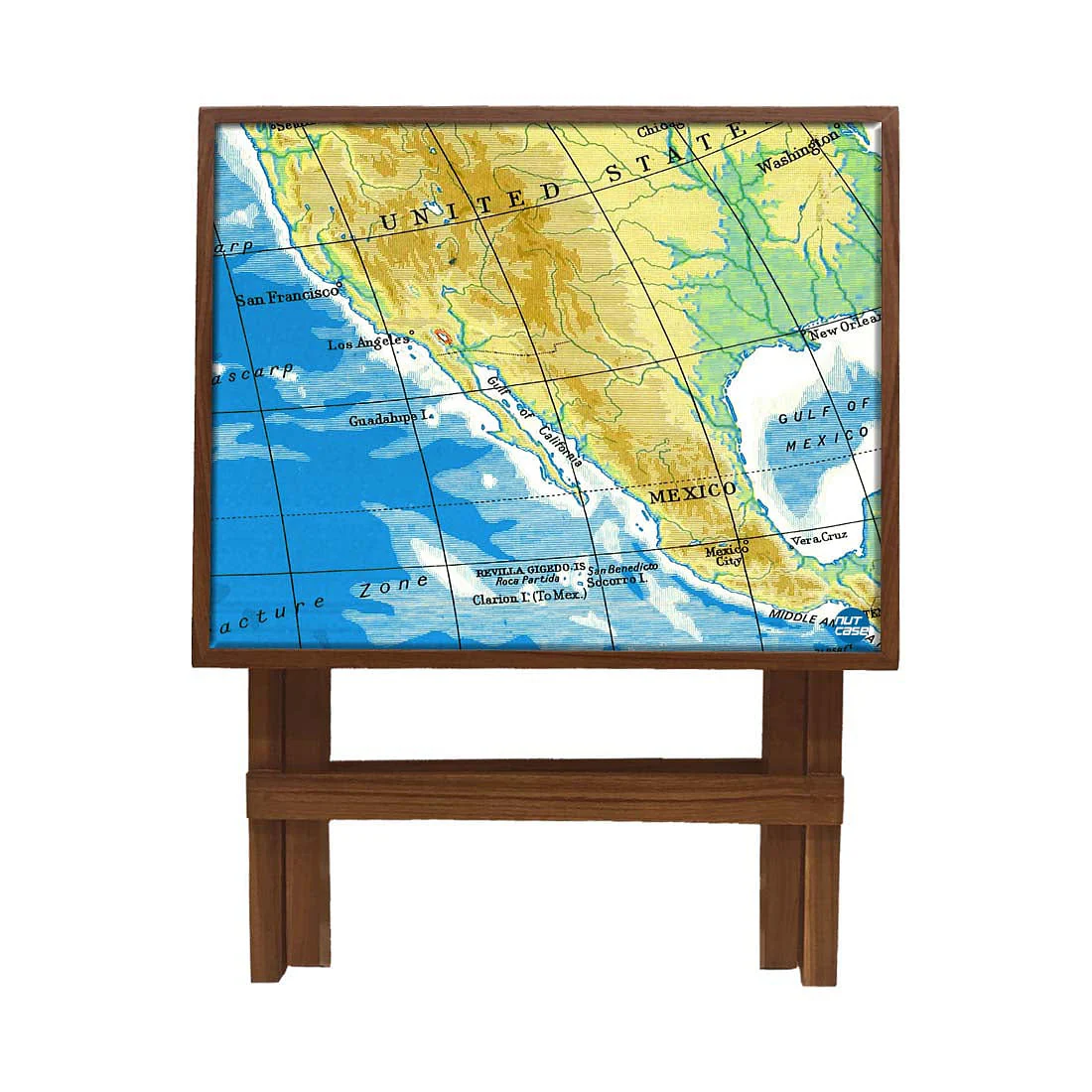 Folding Side Table - Teak Wood - Map - Image 4