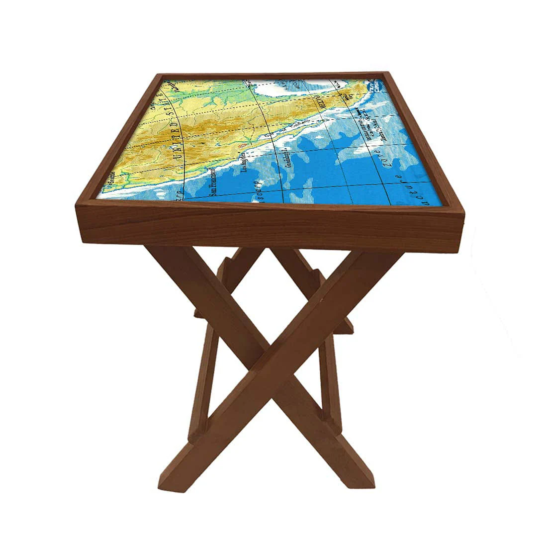 Folding Side Table - Teak Wood - Map - Image 5