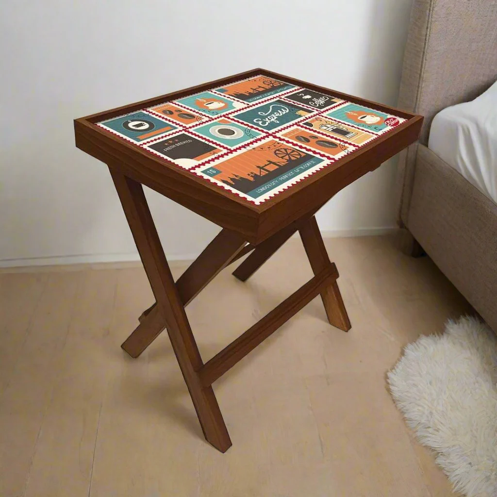 Folding Side Table - Teak Wood - Express Coffee - Image 3