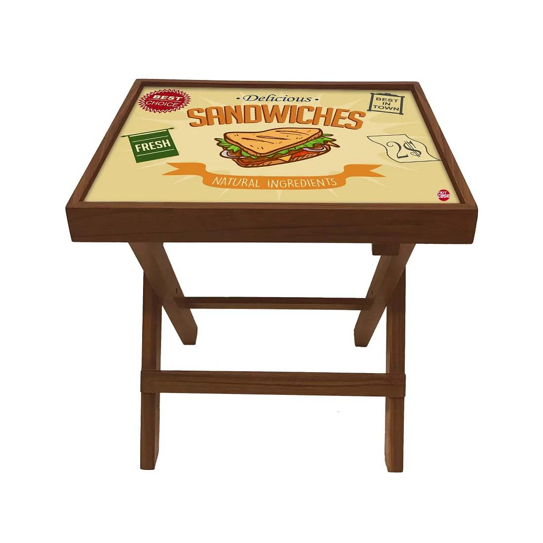 Folding Side Table - Teak Wood - Sandwiches - Image 2