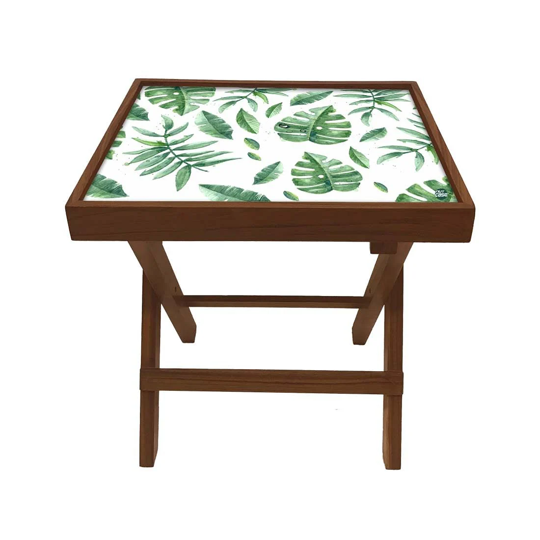 Folding Side Table - Teak Wood - Beautiful Leaves - Image 2