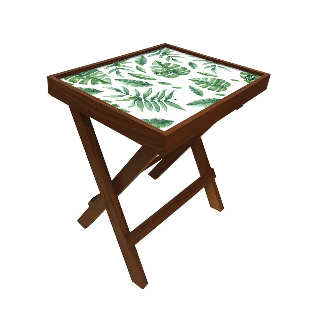 Folding Side Table - Teak Wood - Beautiful Leaves - Image 3