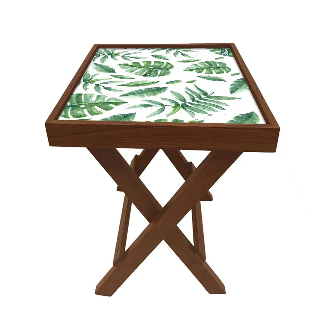 Folding Side Table - Teak Wood - Beautiful Leaves - Image 5