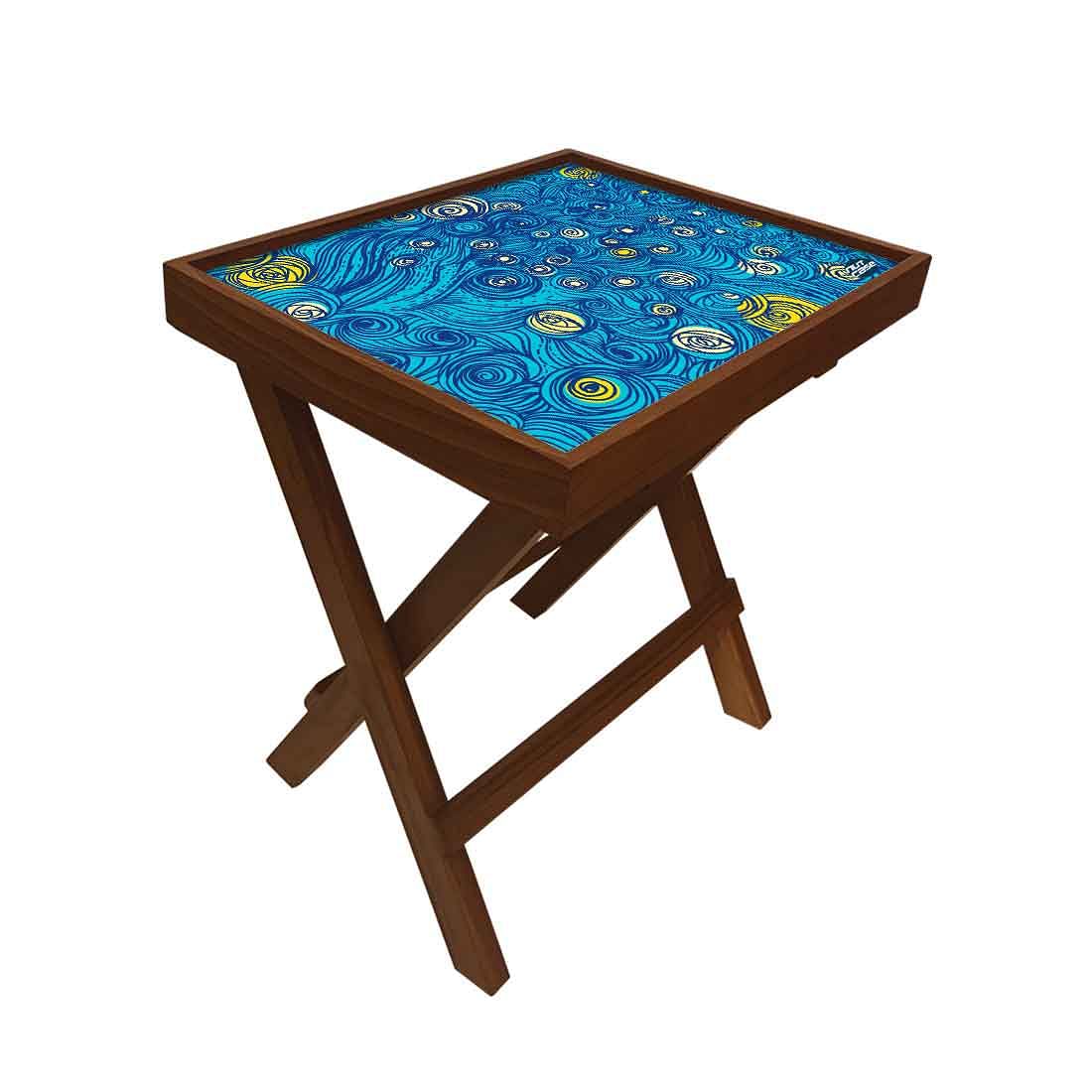 Folding Side Table - Teak Wood - Starry Night - Image 3