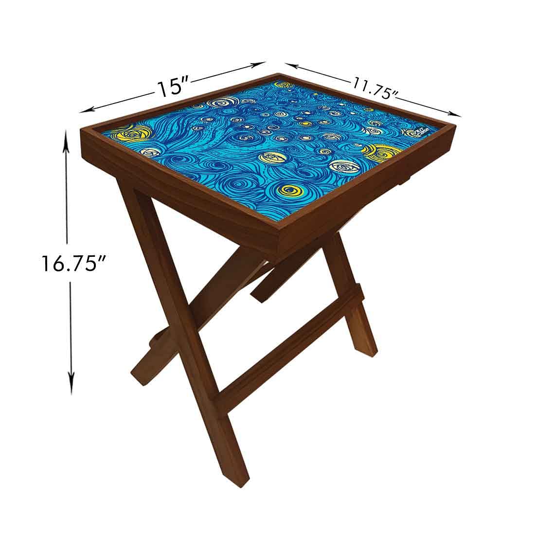 Folding Side Table - Teak Wood - Starry Night - Image 6