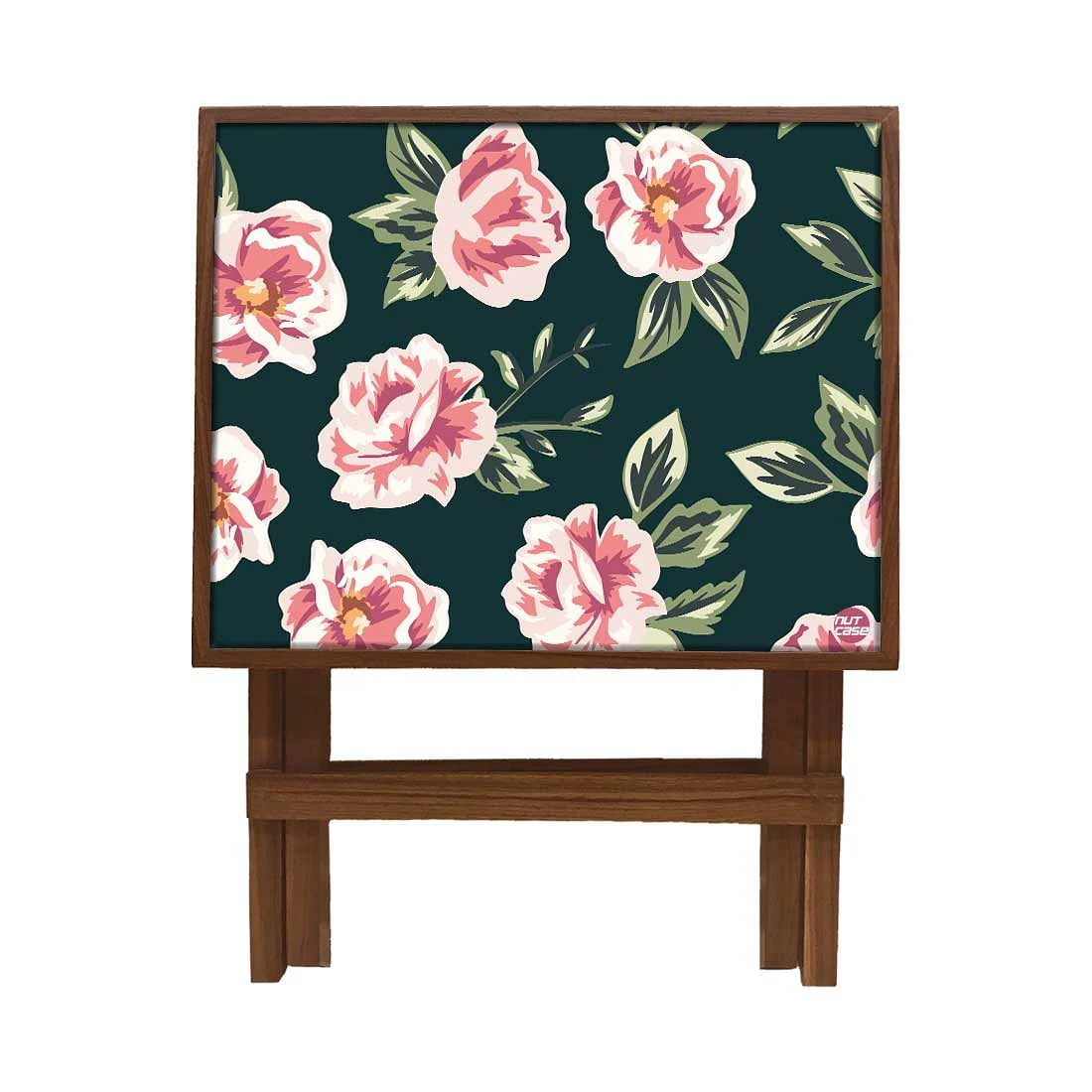 Folding Side Table - Teak Wood - Vtinage Floral - Image 4