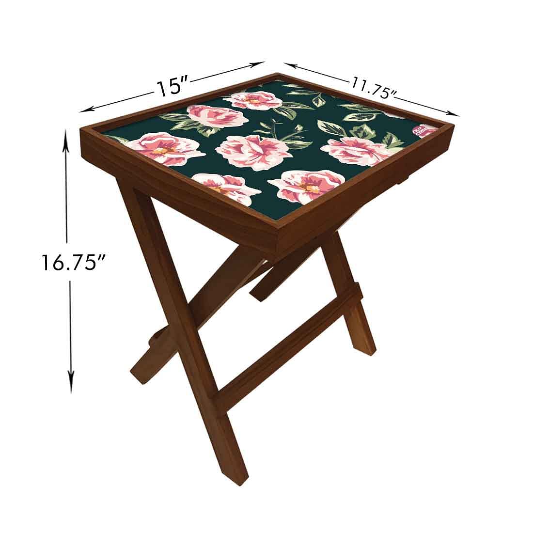 Folding Side Table - Teak Wood - Vtinage Floral - Image 6